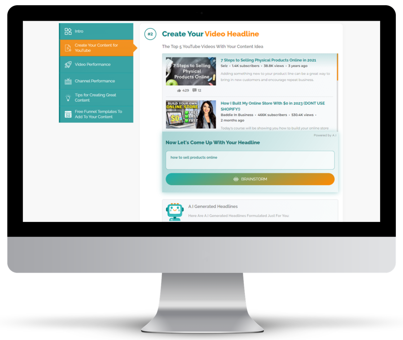 Clickable headline creator screen