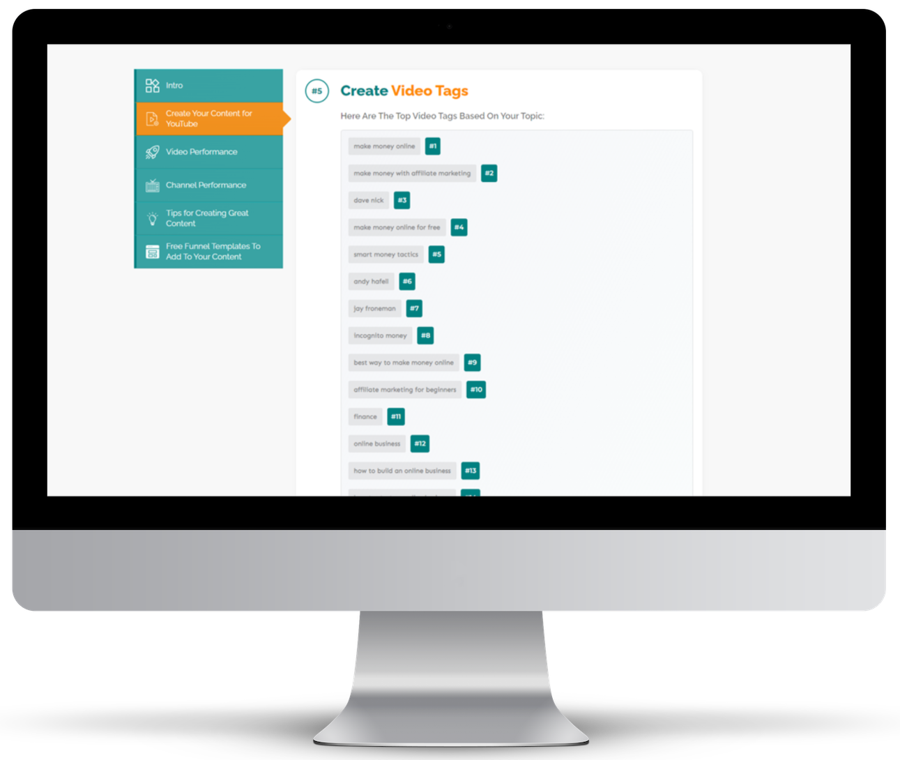 Keyword and SEO optimization screen